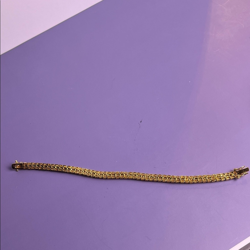 Elegant Gold and CZ Women's tennis Bracelet - Picture 3 of 4